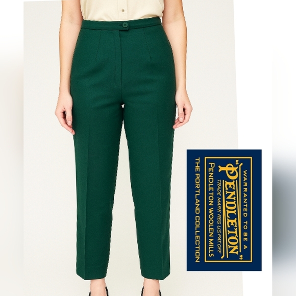 Pendleton Vintage Deep Green Wool Lined Trousers 6 - Picture 1 of 15